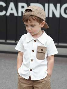 SHEIN Playful Pals 男婴夏季短袖衬衫 - 白色 - 查看 1