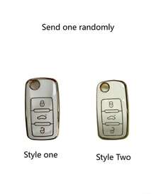 1 Vỏ chìa khóa ô tô TPU lật cho VW Polo Golf Passat Tiguan Beetle Caddy Eos Skoda Octavia Seat Leon Altea - Nhiều màu - Xem 11