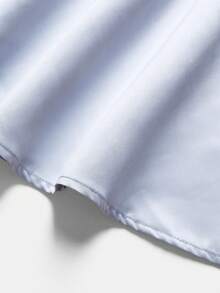 SHEIN 少女浅蓝色派对休闲优雅套装，闪亮银色水钻蝴蝶结装饰，薰衣草色花朵荷叶边，无袖上衣+配套A字裙两件套 - 淺藍色 - 查看 5