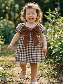 Cozy Pixies Baby Mädchen bunte karierte Kleid mit rundem Ausschnitt, ärmelos, tailliert, vielseitig und bequem - Verschiedenfarbig - Übersicht 2