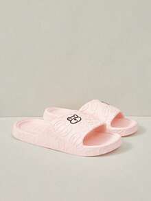 Cuccoo Ladies Stepping On Slippers, Basic Style, Comfortable Foot Feel, Summer Beach Walking Slippers, Home Slippers, Solid Color, Geometric Pattern, Suitable For Both Indoor And Outdoor Use - Pink - View 3