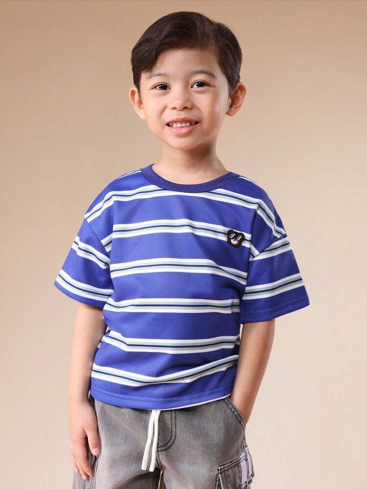 Short Sleeve Striped Crew Neck Tee