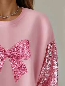 EMERY ROSE 情人节，领结图案T恤，女士，姐妹，潮流单品，时尚上衣，美观长袖T恤，送给兄弟姐妹的礼物，送给姐姐的礼物，送给妈妈的礼物，休闲简约时尚上衣 - 彩色 - 查看 3