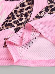 SHEIN 2pcs/Set Tween Girls' Loose Fit Butterfly Print T-Shirt And Denim Print Wide Leg Pants Set, Casual, Fashionable, Versatile, Suitable For Party, Outing, Photoshoot With Sisters, Park, Camping, Vacation, Daily Wear - Pink - View 4