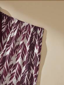 SHEIN 少女泡泡袖上衣和印花阔腿裤两件套，适合日常外出和度假穿着 - 彩色 - 查看 13