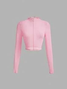 SHEIN MOD 3件套女士纯色荷叶边领长袖休闲上衣，春夏款，网纱透视上衣，西部风，复古风，70年代风，适合海滩度假、假日、日常休闲穿着，Y2K风格，时尚百搭，生日派对、夜店、约会等场合皆宜。 - 彩色 - 查看 3