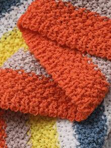 Livesso 彩色条纹拼接修身性感音乐节情人节婚礼休闲度假沙滩钩针V领无袖针织连衣裙，适合女性，春夏邮轮度假穿着 - 亮橙色 - 查看 8