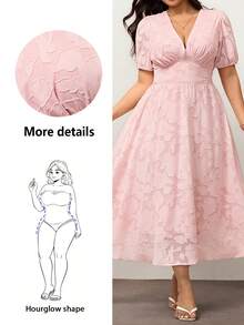 Hourglow Vestido elegante de unicolor con recortes, talla grande, para verano - Rosa - Ver 4