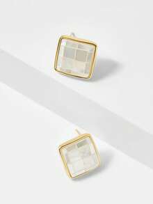 MOTF PREMIUM GEOMETRIC RHOMBUS STUD EARRINGS, NEW MINIMALIST VERSATILE EARRINGS - Gold - View 6