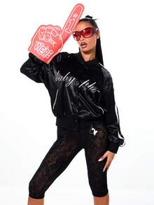 BABYPHAT 蕾丝七分紧身裤 高腰透视半透明七分裤 修身弹力裤装 情人节 - 黑色 - 查看 5