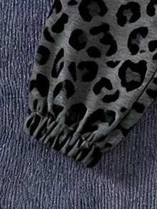 SHEIN 女士休闲豹纹圆领卫衣和慢跑裤套装，秋季 - 彩色 - 查看 5