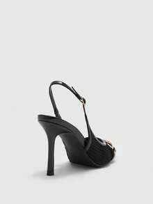 CUCCOO BASICS Casual & Commute Minimalist Pointed Toe Backless Women Pumps Valentine's Day - Black - View 5