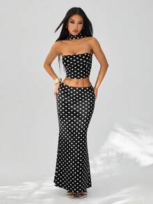 SHEIN PETITE Bộ đồ hai mảnh dành cho nữ - màu đen - Xem 3