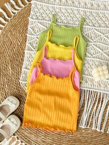 Bộ 4 áo hai dây dễ thương cho bé gái, thích hợp mặc vào mùa xuân và mùa hè. - Nhiều màu - Xem 7