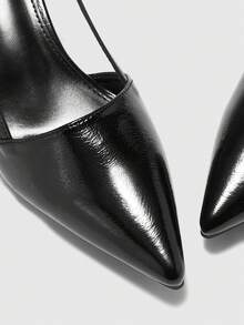 CUCCOO BIZCHIC Women's Fashionable Elegant Burgundy Backless High Heel Pumps - Black - View 8