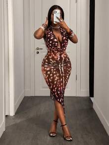 SHEIN Women's Fashionable Sexy Halter Backless Loose Dress - Multicolor - View 6