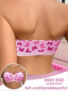 PetitDoll 1件装前开式无钢圈抹胸文胸（女士） - 粉色 - 查看 2