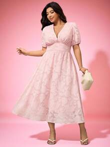 Hourglow Vestido elegante de unicolor con recortes, talla grande, para verano - Rosa - Ver 1