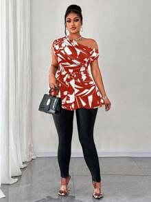 Maweii 大码女式无袖不对称下摆系带修身衬衫，休闲通勤日常度假穿着，春夏秋季 - 彩色 - 查看 4