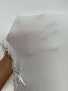 Ins Comfortable Minimalist Lace Fitted Casual Camisole Dress, Women Sleepwear - White - View 7