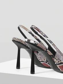 Mnmlis Women's Pointed Toe Snake Skin Pattern High Heels, Fashionable For Party Occasions - Multicolor - View 3