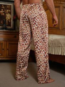 DAZY Spring Floral Print Elastic Waist Long Men's Lounge Pants - Multicolor - View 2