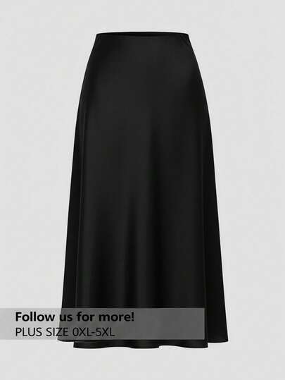 Firerie Plus Size Elegant Solid Color A-Line Skirt, Versatile For Commuting