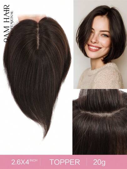 Postizos para el cabello de mujeres, cabello humano real de 6 pulgadas, postizo de cabello humano recto extra corto de 2.6x4 pulgadas de base