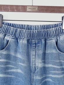 Chillumni Quần short denim nam màu xanh nhạt, kiểu dáng thường ngày, cạp chun. - Rửa nhẹ - Xem 5