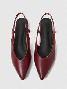 Sleekvia Women's Pointed Toe Casual Versatile Flat Shoes - Burgundy - View 2