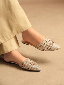 Rosivie Korean Version Of Microfiber Insole Quick-Drying Lightweight Net Bread Slippers Summer Fashion Flat Bottom. - Gold - View 6