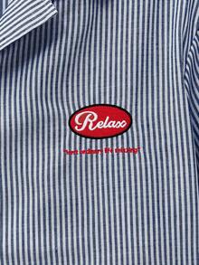 Manfinity Unisex Men's Casual Fashionable Striped Letter Embroidery 2 In 1 Shirt, Spring/Autumn - Blue and White - View 4
