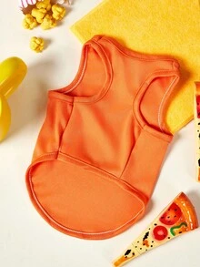 PETSIN 1pc Small Brown Bear Puppy Letter Printed Pet Vest, Breathable And Skin Friendly, Orange Style - Orange - View 2