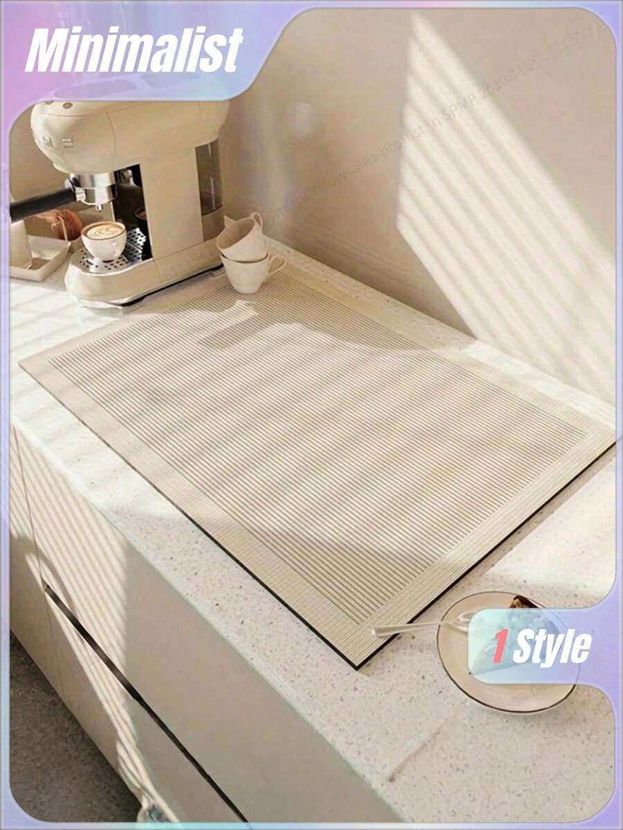 1 tấm lót bàn cà phê kẻ sọc hình học hiện đại - Thảm thấm hút chống trượt dùng để lau khô mặt bàn bếp, thích hợp cho quầy bar và trang trí nhà cửa.
