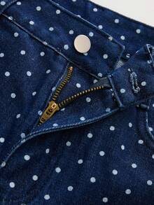 GlowEve 女士休闲波点印花牛仔短裤，适合日常通勤和度假，夏季 - 藍色 - 查看 7