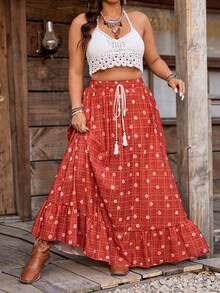 Breezaya Jupe vintage à imprimé et à franges en tissu texturé pour femmes grandes tailles, printemps/été. Blouse élégante en jacquard pour femmes. Convient pour les rassemblements du Nouvel An, les remises de diplômes, la Saint-Valentin, les festivals de musique, la Fête des Mères, Halloween, Thanksgiving, Pâques, la Fête nationale, le bal de promo, les sorties en couple, la saison des mariages, les excursions en plein air - Orange - Voir 5