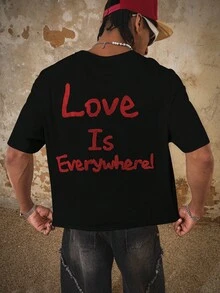 PAVTROS Men's Casual Slogan Graphic Round Neck Short Sleeve T-Shirt, Versatile For Daily Wear - Black - View 3