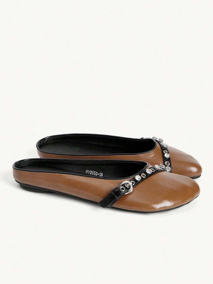 CUCCOO CHICEST Women's Slip-On Mule Sandals With Bow Decor, Round Toe, Flat, Casual, French Style, Summer Valentine's Day Elegant Shoes