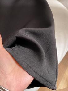 Elladie kids 1件女童夏季新款雪纺面料黑色领蝴蝶结杏色A字连衣裙，简约百搭优雅休闲款式，适合外出、度假、通勤。 - 黑色 - 查看 5