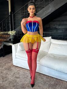 Fantasy Costume Bộ đồ lót 4 món gợi cảm, chất liệu lưới xuyên thấu, phối nhiều mảnh, hở lưng. - Nhiều màu - Xem 4