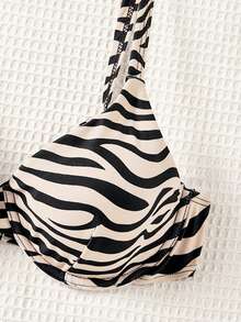Swim Vcay Women's Summer Vacation Beach Zebra Print Spaghetti Strap Bikini Set - Multicolor - View 3