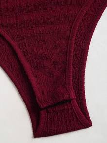 Sweetra Fashionable Tie-Up Butterfly Elegant Metal Buckle Convertible Bodysuit, Burgundy, Slim Fit, Casual & Party Wear For Women, Spring/Summer - Burgundy - View 5