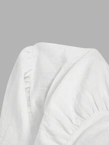 SHEIN MOD 女士纯色褶皱胸部吊带背心和荷叶边半裙两件套，春夏装扮，女士嘉年华服装，婚礼宾客礼服，节日服装，休闲套装，完美适用于度假、约会、野餐、派对、舞会、节日和生日穿着，音乐节服装，游牧风、乡村风、波西米亚风、茶会服装 - 白色 - 查看 12