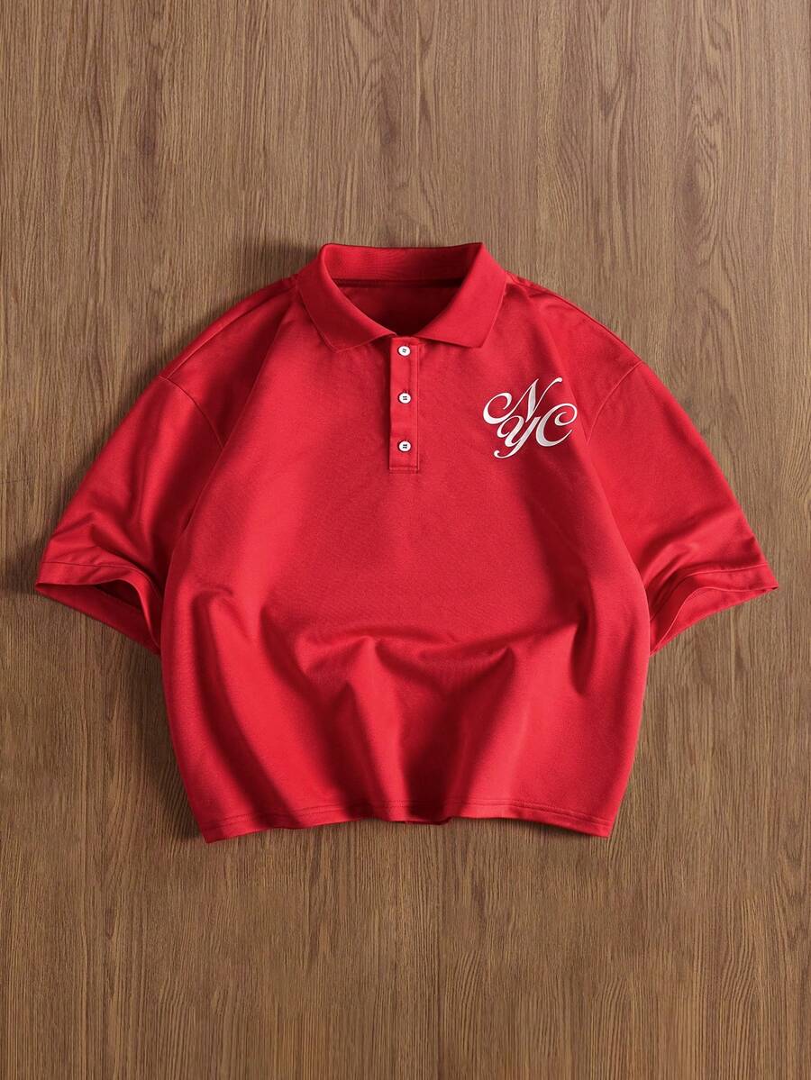 TOKVUE 男士Polo衫 - 紅色 - 查看 1
