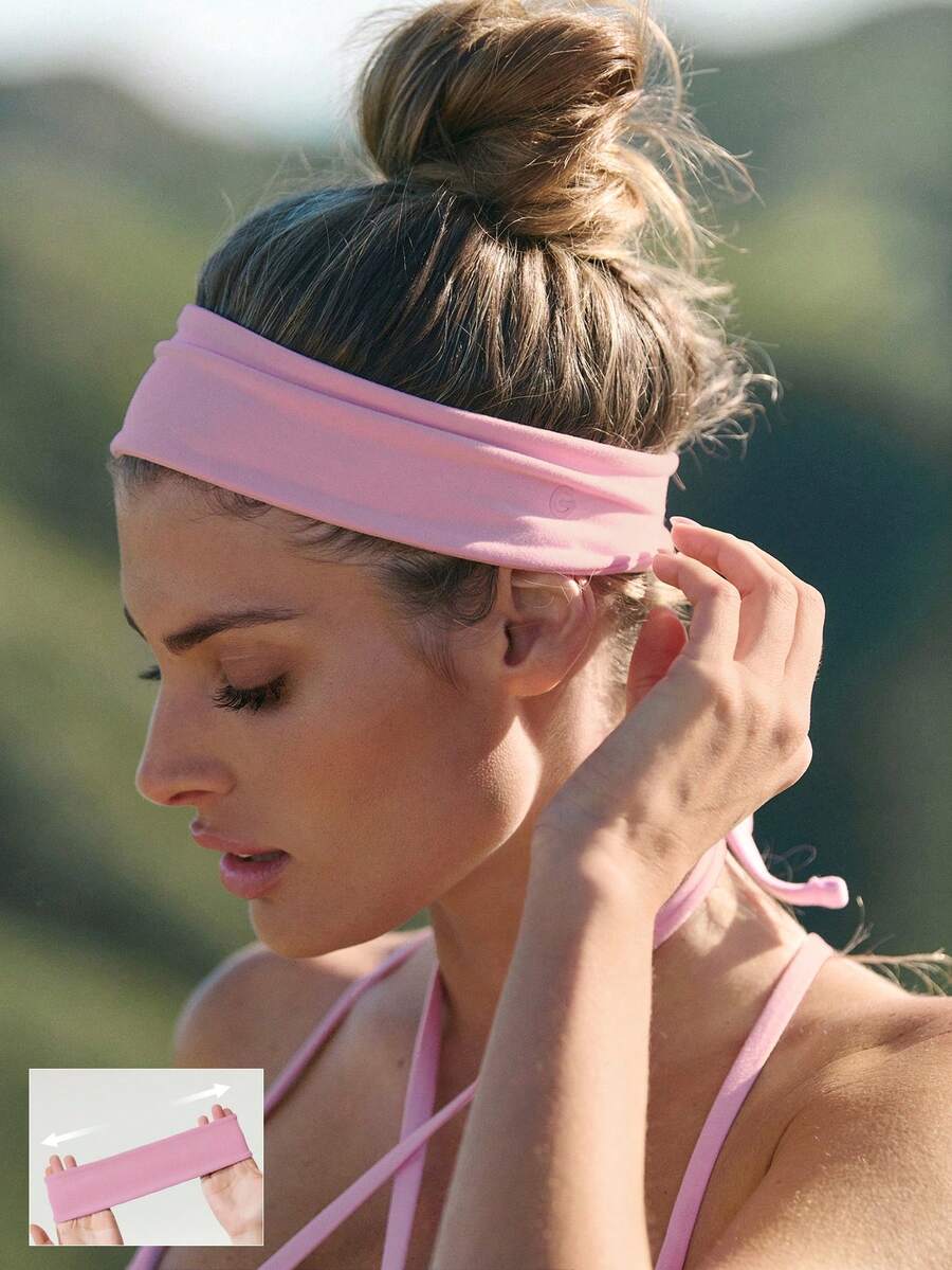 GLOWMODE FeatherFit™ Warm-Up Sweat-Wicking Stretchy Non-Slip Grips Headband Yoga Pilates Gym Workout Training Daily Active Wear - Soft sugar powder - View 1