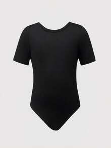 Colección de 3 piezas de maillots de ballet para niñas pequeñas, con estilos de manga larga, manga corta y de tirantes en negro clásico, todos hechos de tela sedosa de alta elasticidad con un ajuste ceñido, diseñados específicamente para la práctica diaria de danza, ensayos y entrenamiento de clase de ballet - Negro - Ver 7