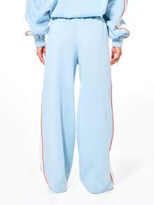 BABYPHAT Side Stripe Detail Sweatpants With Elastic Waistband And Relaxed Wide Leg Casual Comfort Tracksuit Bottoms Loungewear - Baby Blue - View 2