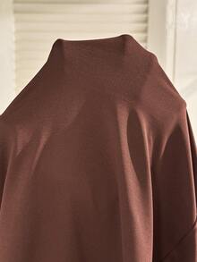 SHEIN Elegant Maternity Summer Dress, Simple Solid Color Loose Drop Shoulder Pleated Fitted Dress - Brown - View 7