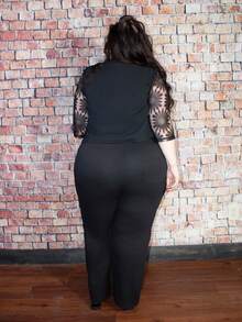 Truni Plus Size Casual Washed High Waist Denim Jeans, For Pear Triangle Body Shape - Black - View 4