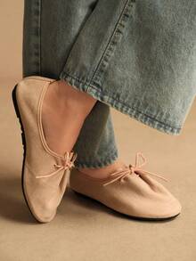 Rosivie Mocasines cómodos de punta redonda, planos y de ante con cordones para mujer - Rosa - Ver 6